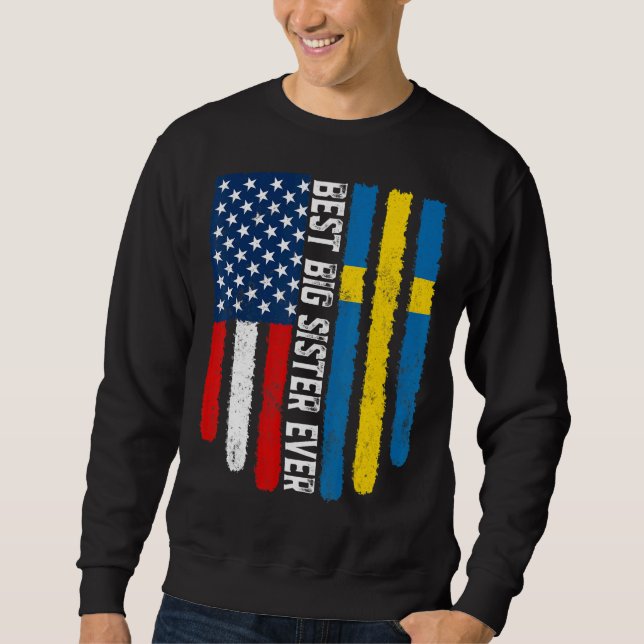 Sweatshirt Drapeau américain et drapeau suédois Meilleure gra (Devant)