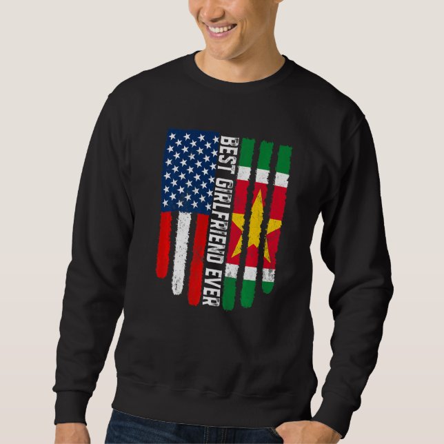 Sweatshirt Drapeau américain et drapeau surinamais Meilleure  (Devant)