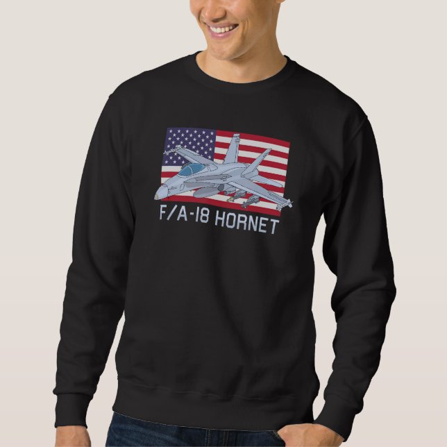 Sweatshirt Drapeau américain Fa 18 Hornet Jet Fighter Plane (Devant)