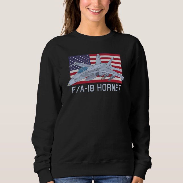 Sweatshirt Drapeau américain Fa 18 Hornet Jet Fighter Plane (Devant)