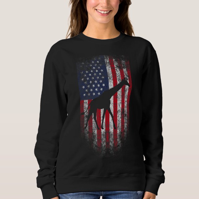 Sweatshirt Drapeau américain Giraffe 4 juillet (Devant)
