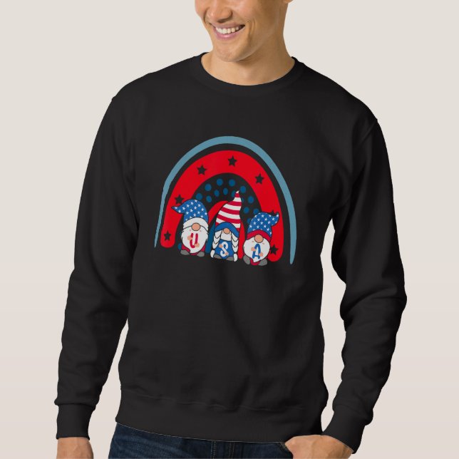Sweatshirt Drapeau américain Gnomes mignons Arc-en-ciel Patri (Devant)