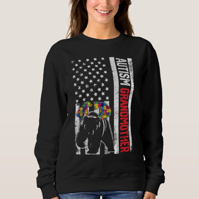 Sweatshirt Drapeau américain Grand-mère Ours Sensibilisation  (Devant)