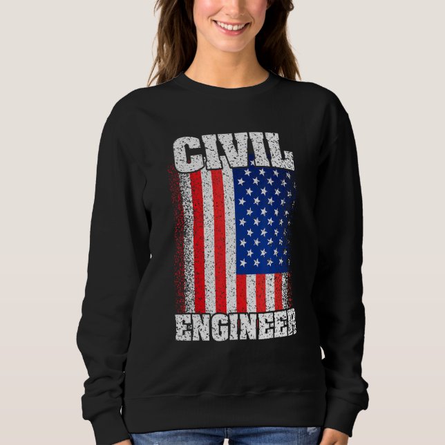 Sweatshirt Drapeau Américain Ingénieur Civil Usa Patriot Homm (Devant)