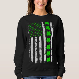 Sweatshirt Drapeau américain irlandais rétro St Patrick's Day