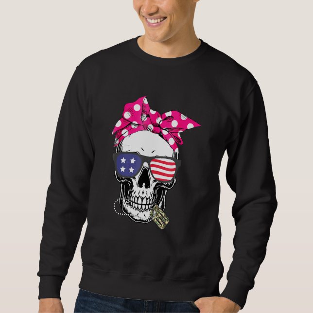 Sweatshirt Drapeau américain Jour des vétérans Squelette mili (Devant)