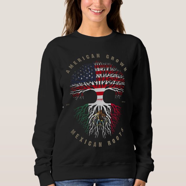 Sweatshirt Drapeau américain mexicain des racines mexicaines (Devant)