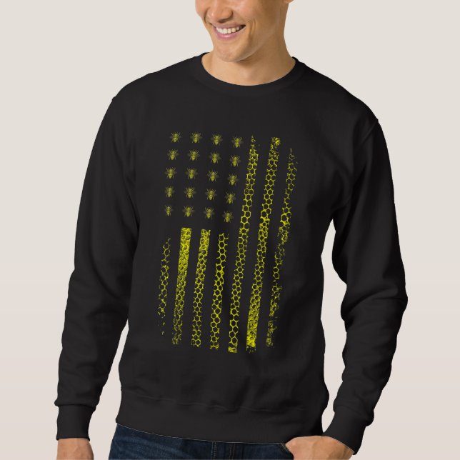 Sweatshirt Drapeau américain Miel Bee Honeycomb Beekeeper (Devant)
