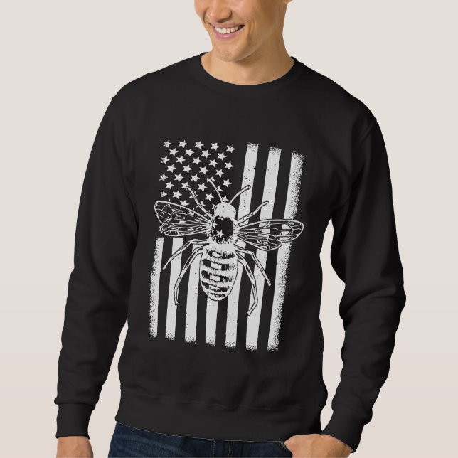 Sweatshirt Drapeau américain Miel Bee Honeycomb Beekeer Beeke (Devant)