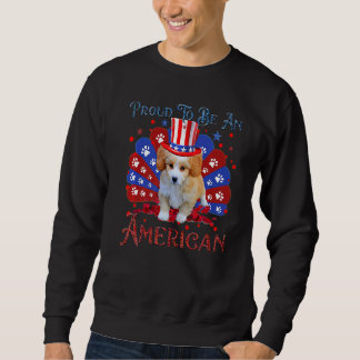 Sweatshirt Drapeau américain mignon Shih Poo 4 juillet heureu