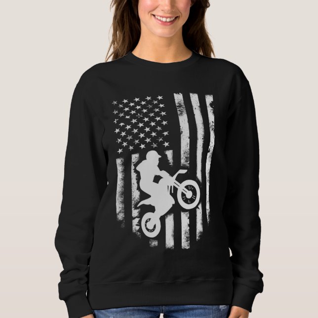 Sweatshirt Drapeau américain Motorcross Braap Dirt Bike Off R (Devant)