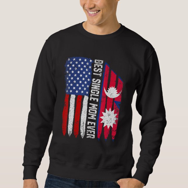 Sweatshirt Drapeau américain Népal Drapeau Meilleur célibatai (Devant)