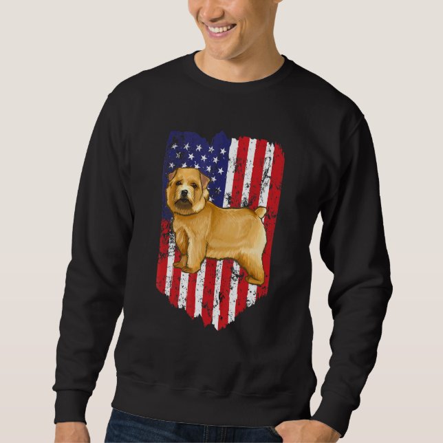 Sweatshirt Drapeau américain Norwich Terrier 4 juillet Usa (Devant)