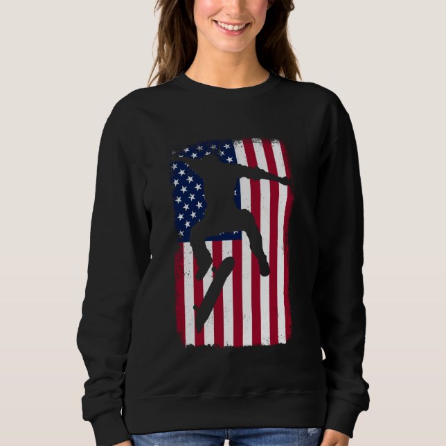 Sweatshirt Drapeau américain Patriotique 4 juillet Skateboard (Devant)