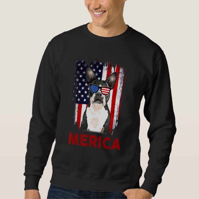 Sweatshirt Drapeau américain patriotique Boston Terrier Meric (Devant)