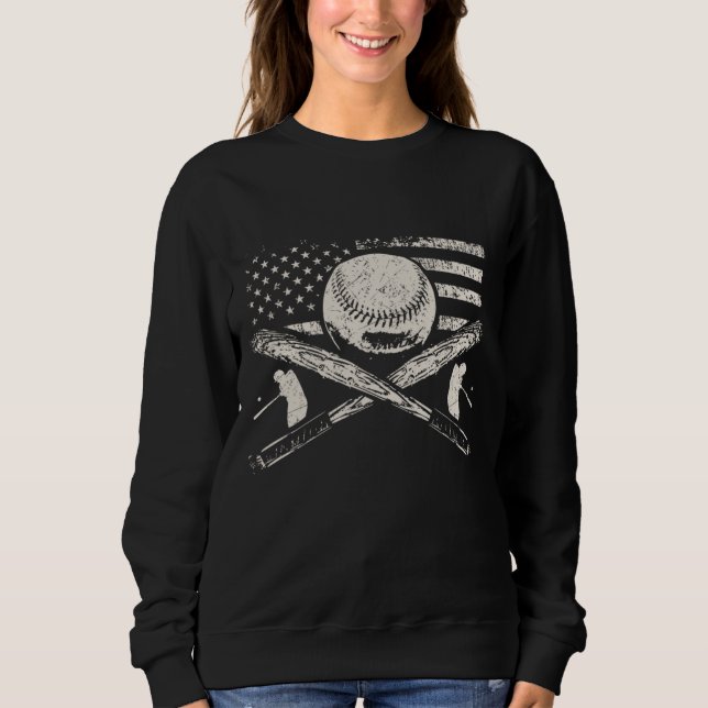 Sweatshirt Drapeau américain patriotique Conception de baseba (Devant)