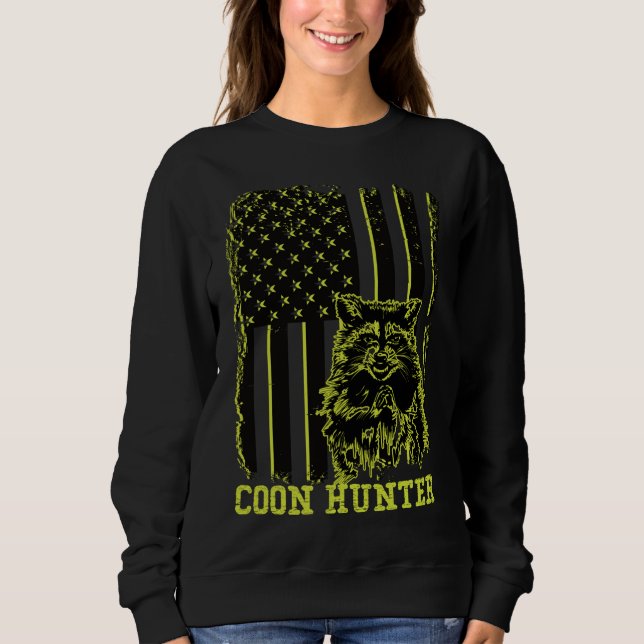 Sweatshirt Drapeau américain Patriotique Coon Hunter Raccoon (Devant)