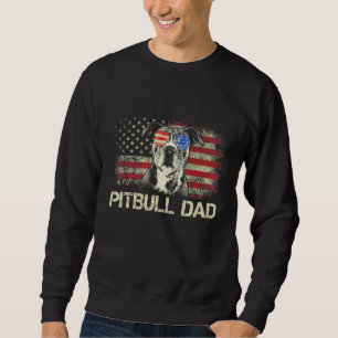 Sweatshirt Drapeau américain patriotique Meilleur papa Pitbul
