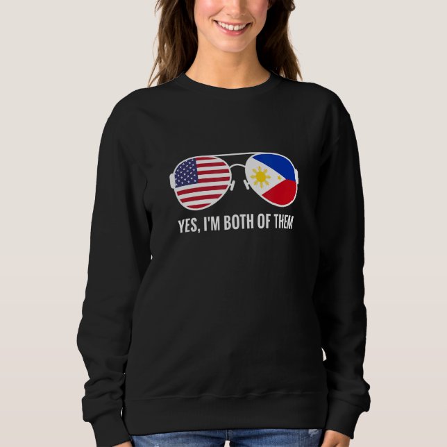 Sweatshirt Drapeau américain Philippines Lunettes de soleil P (Devant)