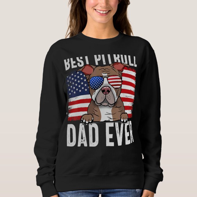 Sweatshirt Drapeau américain Pitbull Papa Chien Pour Pères Da (Devant)
