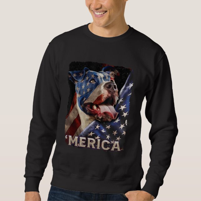 Sweatshirt Drapeau américain Pitbull Patriotic Chien 4 juille (Devant)