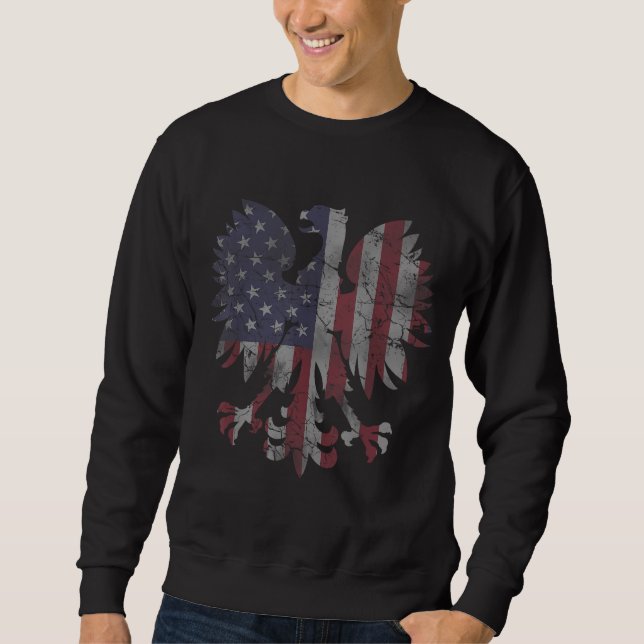 Sweatshirt Drapeau américain polonais Fade rétro Hommes du pa (Devant)