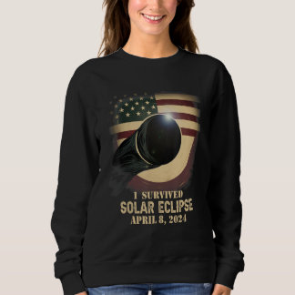Sweatshirt Drapeau américain rétro J'ai survécu à l'éclipse s