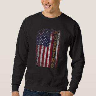 Sweatshirt Drapeau Américain Rétro Vintage Moto Cross Tout Te