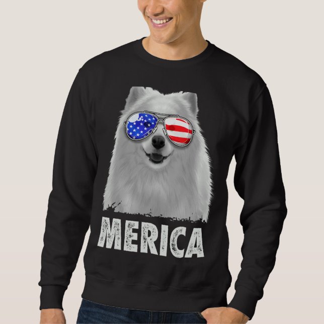Sweatshirt Drapeau américain Samoyé 4 juillet Merica Hommes S (Devant)