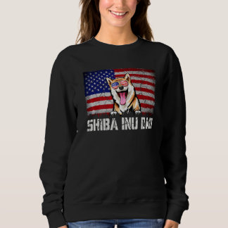 Sweatshirt Drapeau Américain Shiba Inu Papa Patriotique Homme