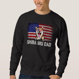 Sweatshirt Drapeau Américain Shiba Inu Papa Patriotique Homme