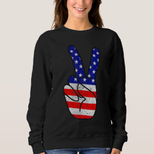 Sweatshirt Drapeau Américain Signe De Paix Main Patriotique 4