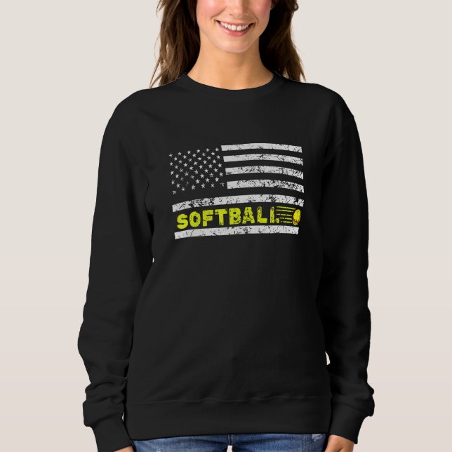 Sweatshirt Drapeau américain Softball Vintage Sports Patrioti (Devant)