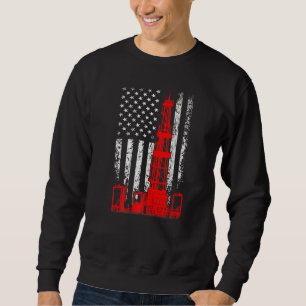 Sweatshirt Drapeau américain tour de forage pétrolier champ p