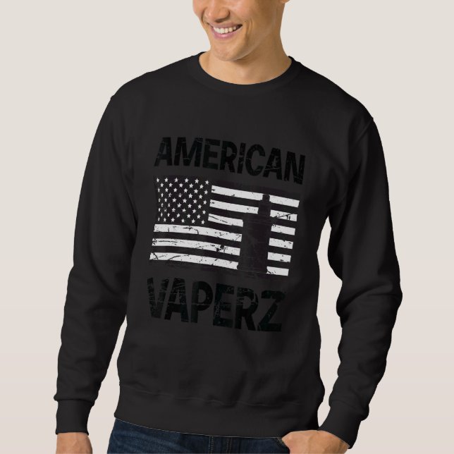 Sweatshirt Drapeau américain Vaperz avec appareil Vape (Devant)