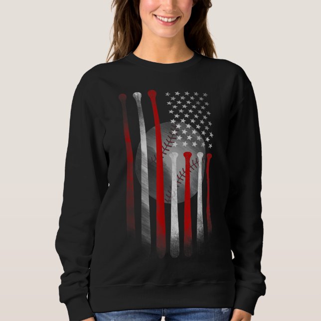 Sweatshirt Drapeau américain Vintage Baseball Drapeau Papa Ma (Devant)