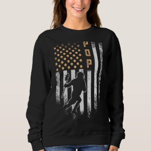 Sweatshirt Drapeau américain vintage Usa fière crosse Pop Lax