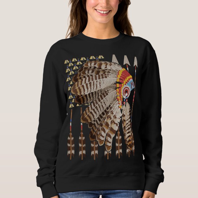 Sweatshirt Drapeau amérindien américain Cherokee Patriotic In (Devant)