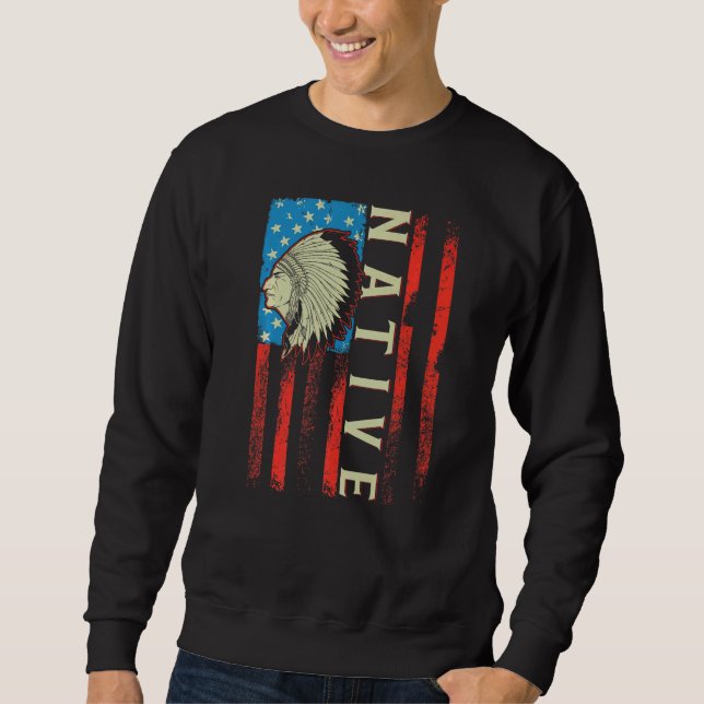 Sweatshirt Drapeau amérindien Chef Traditionnel États-Unis (Devant)