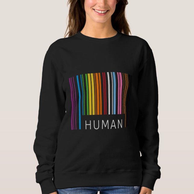 Sweatshirt Drapeau arc-en-ciel de fierté de code-barres LGBTQ (Devant)