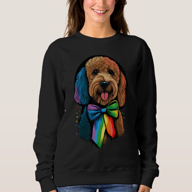 Sweatshirt Drapeau arc-en-ciel de la fierté gay Golden Doodle (Devant)