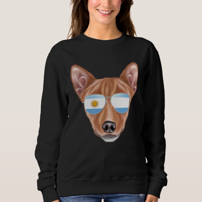 Sweatshirt Drapeau Argentin Basenji Dog Argentine Pochette (Devant)