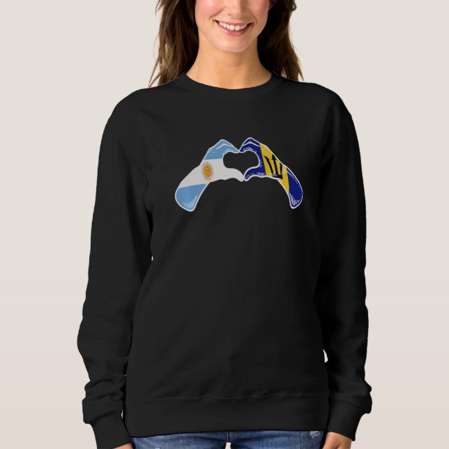 Sweatshirt Drapeau argentin de la Barbade Barbadiens Cœur arg (Devant)