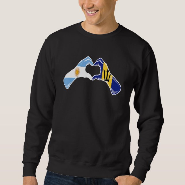 Sweatshirt Drapeau argentin de la Barbade Barbadiens Cœur arg (Devant)