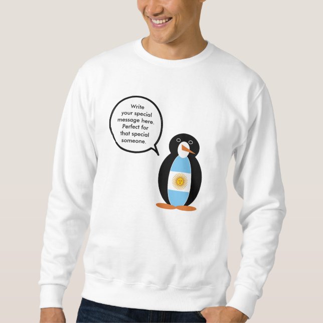 Sweatshirt Drapeau Argentin Ms Penguin Personnalisé (Devant)