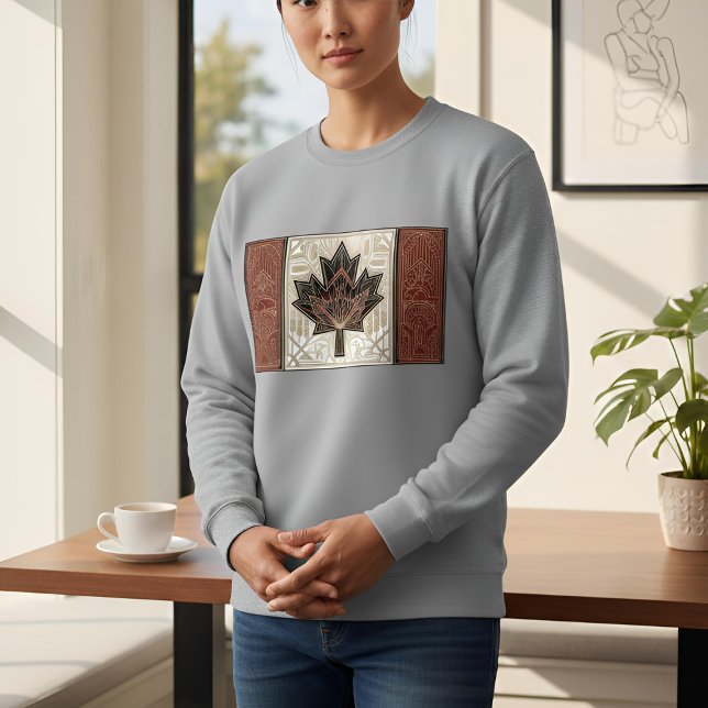 Sweatshirt Drapeau Art Déco du patrimoine | Canada | Concepti (Lifestyle Shot)