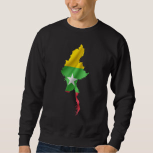 Sweatshirt Drapeau Birman Vastes À L'Intérieur De La Carte Du