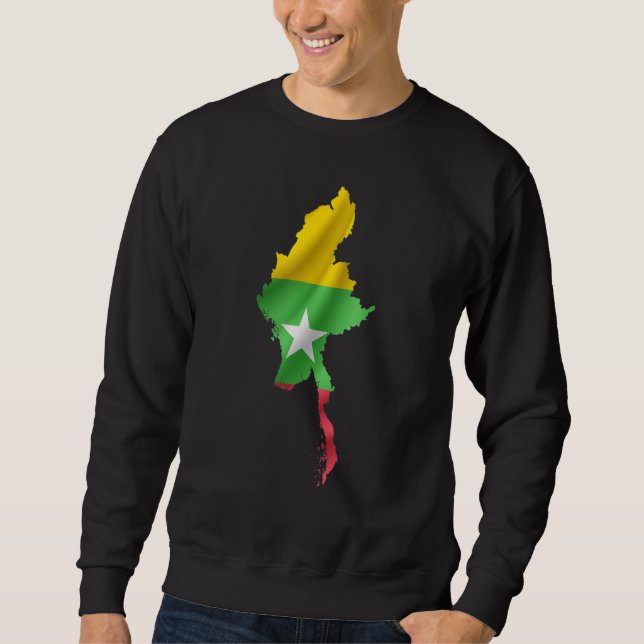 Sweatshirt Drapeau Birman Vastes À L'Intérieur De La Carte Du (Devant)
