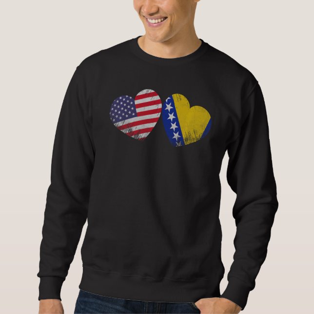 Sweatshirt Drapeau bosniaque Hérit de famille patriotique (Devant)