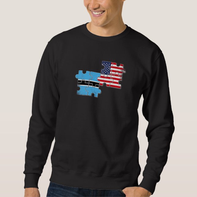 Sweatshirt Drapeau botswanais américain des racines amoureuse (Devant)